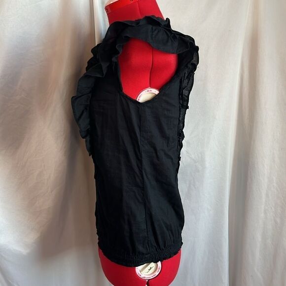 SM245 Vila sleeveless ruffled black blouse - Picture 7 of 10